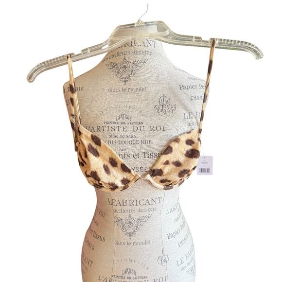 WEWOREWHAT Women's Animal Print Ruched Underwire Bikini Top Leopard L NWT - Picture 7 of 10